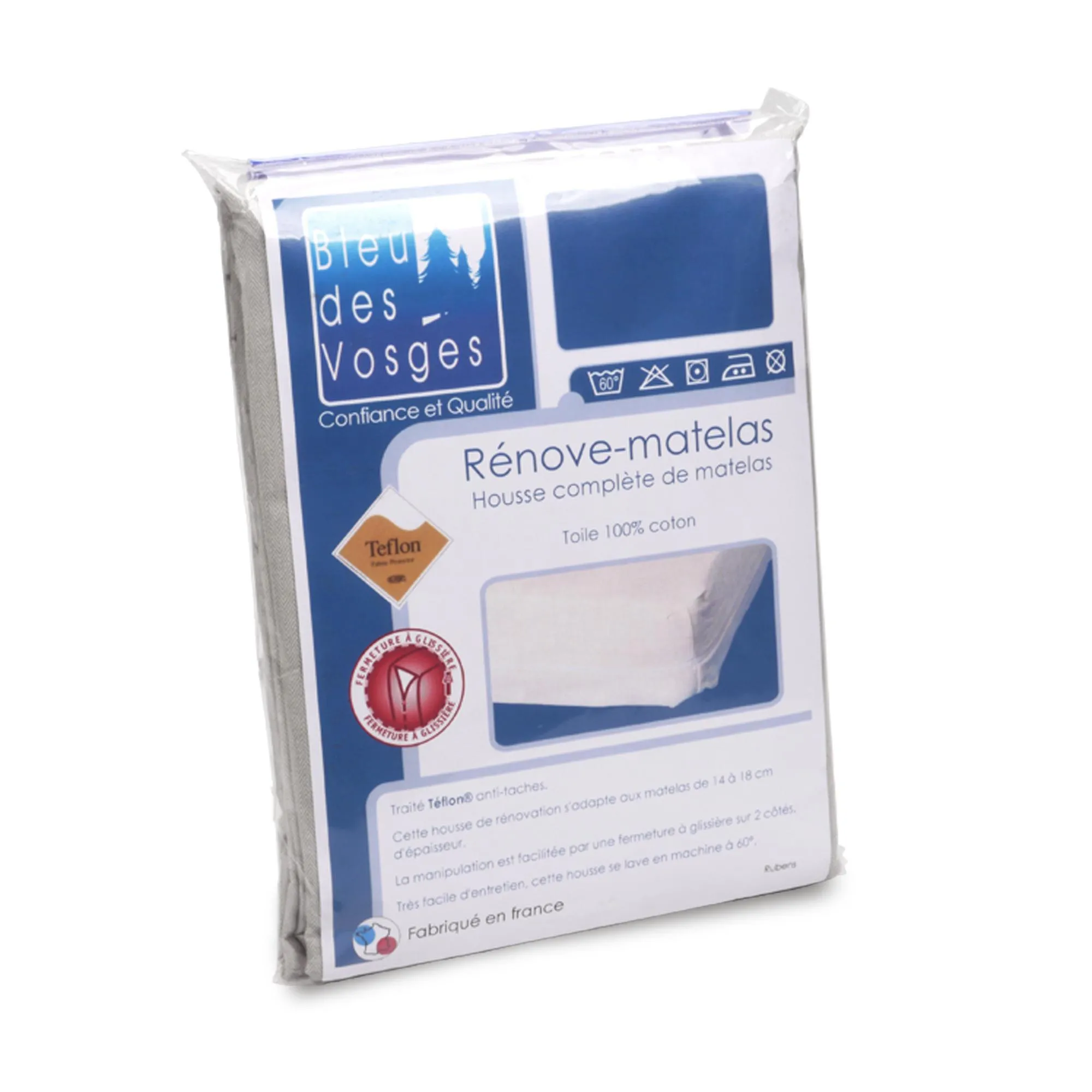 Rénove matelas Rubens, housse 80x190cm, matelas 14 à 18cm