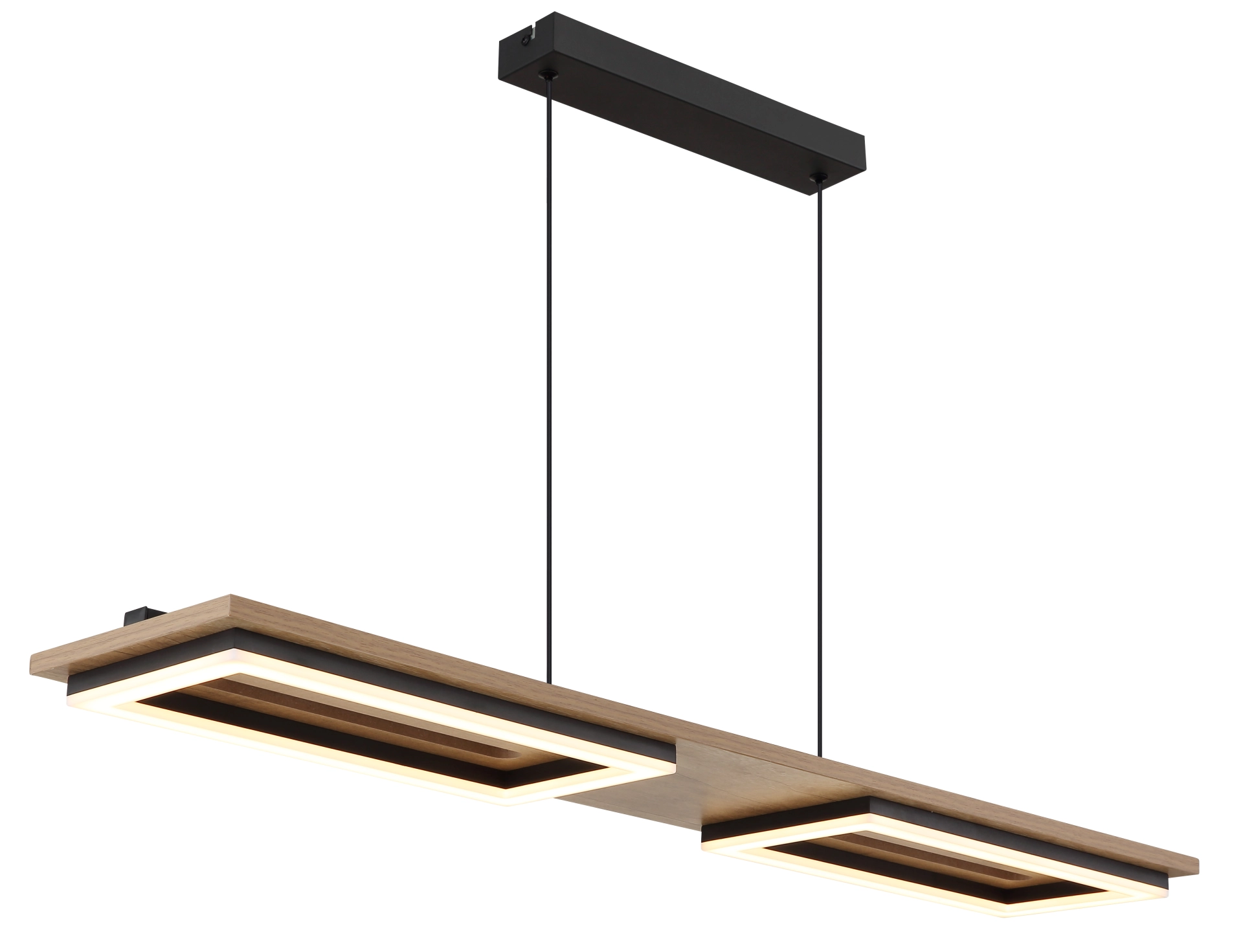 suspension - métal noir mat - MDF décor bois foncé - 67376H