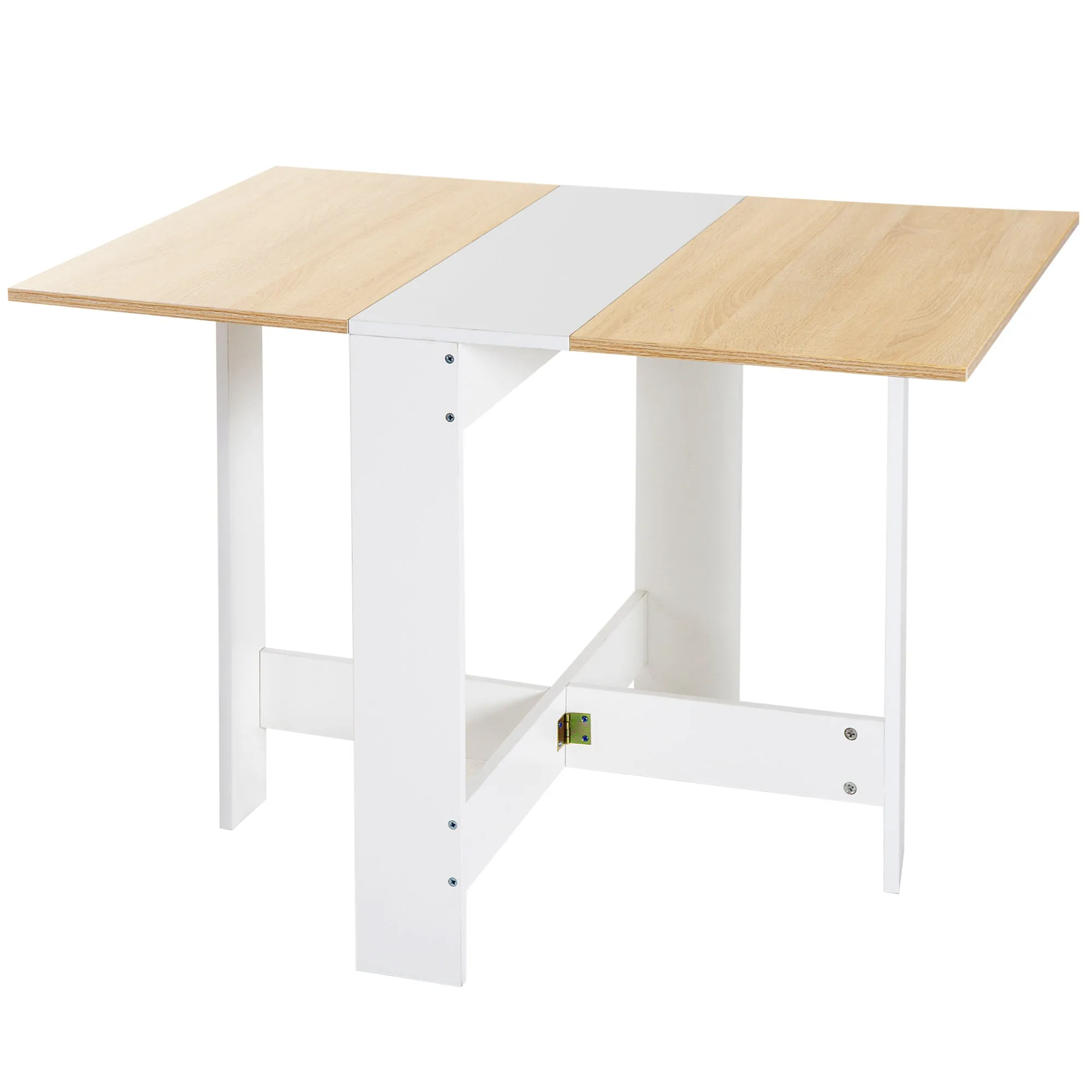 Wooden Folding Dining Table Writing Computer Desk PC Workstation Space Saving, Oak & White, for Home Office