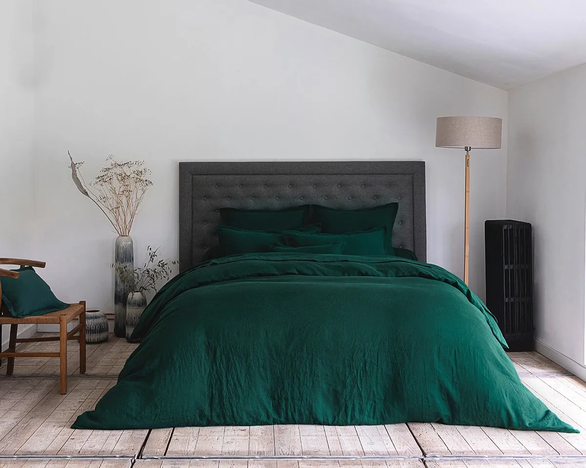 HOUSSE DE COUETTE Lin Lavé Lina · Vert Sapin