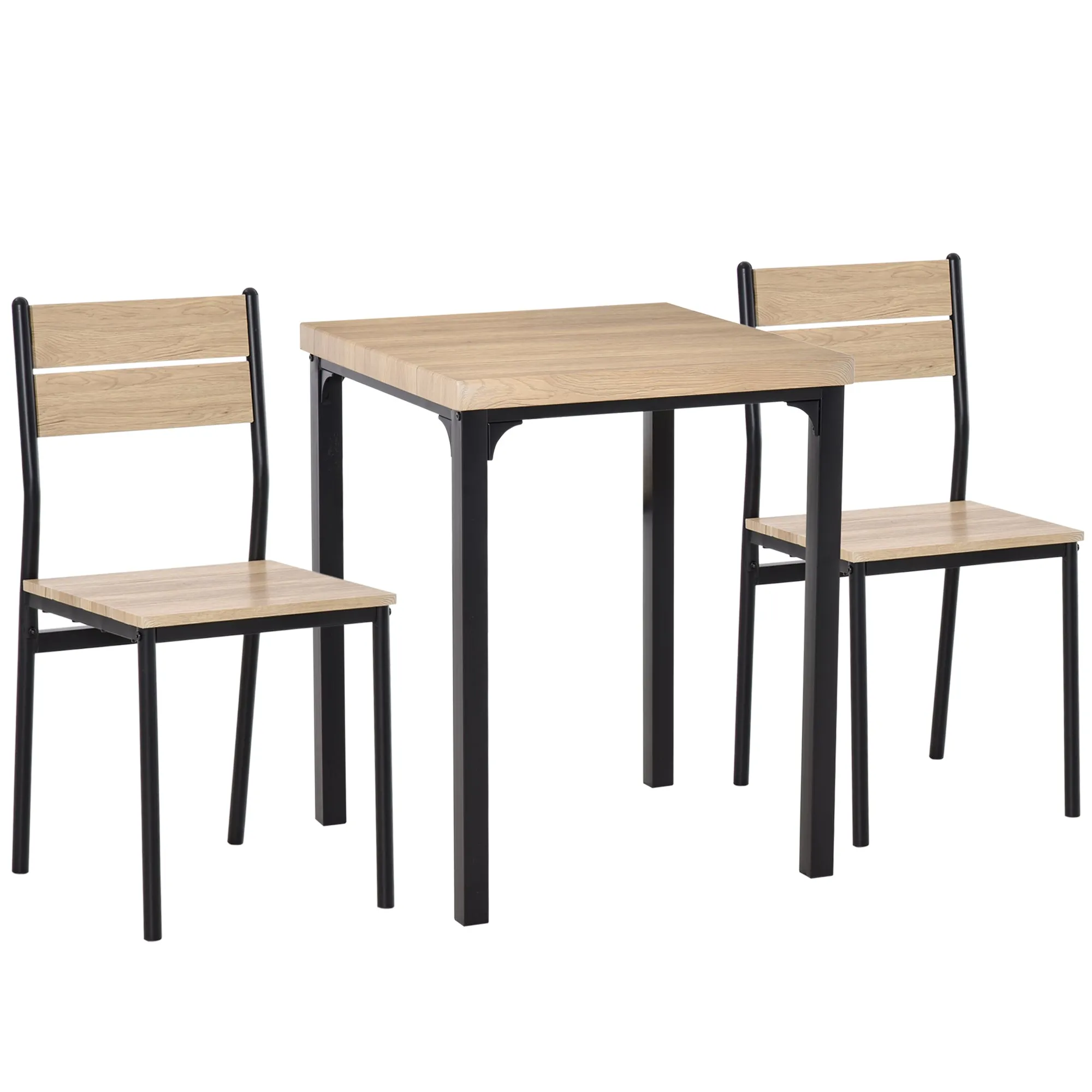 Three-Piece Minimal and Compact Dining Set, Light Wood Grain