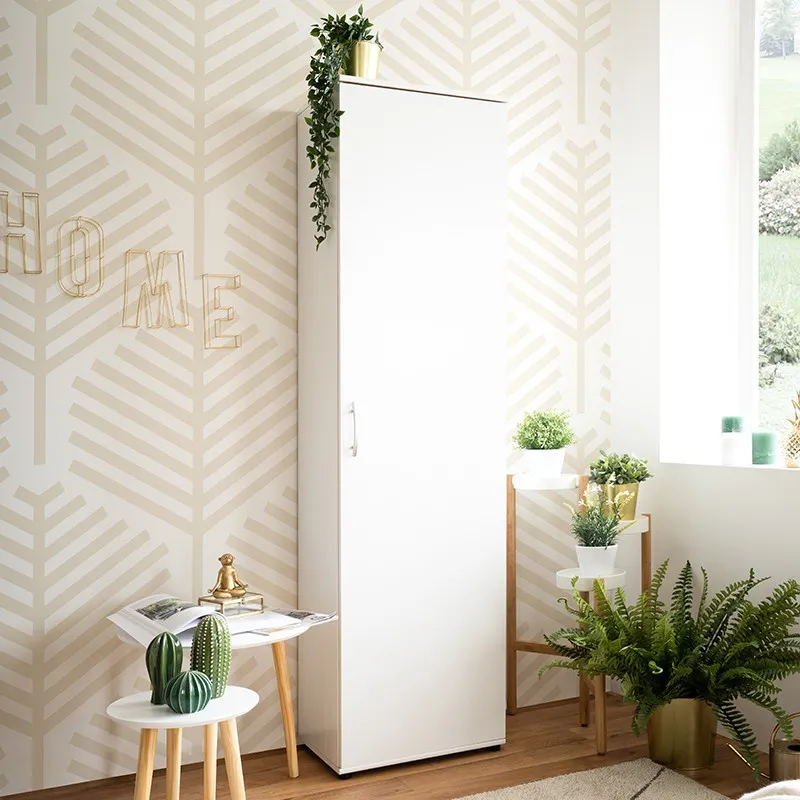 Armoire 1 porte 6 niveaux blanc