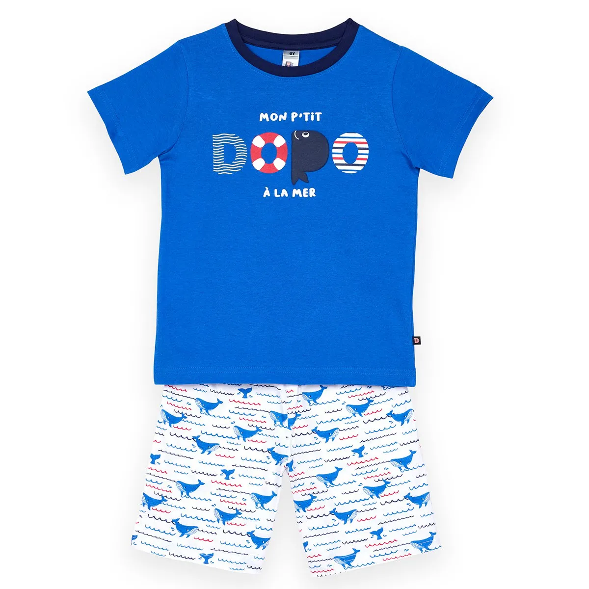 Pyjashort garçon BALEINE bleu/blanc