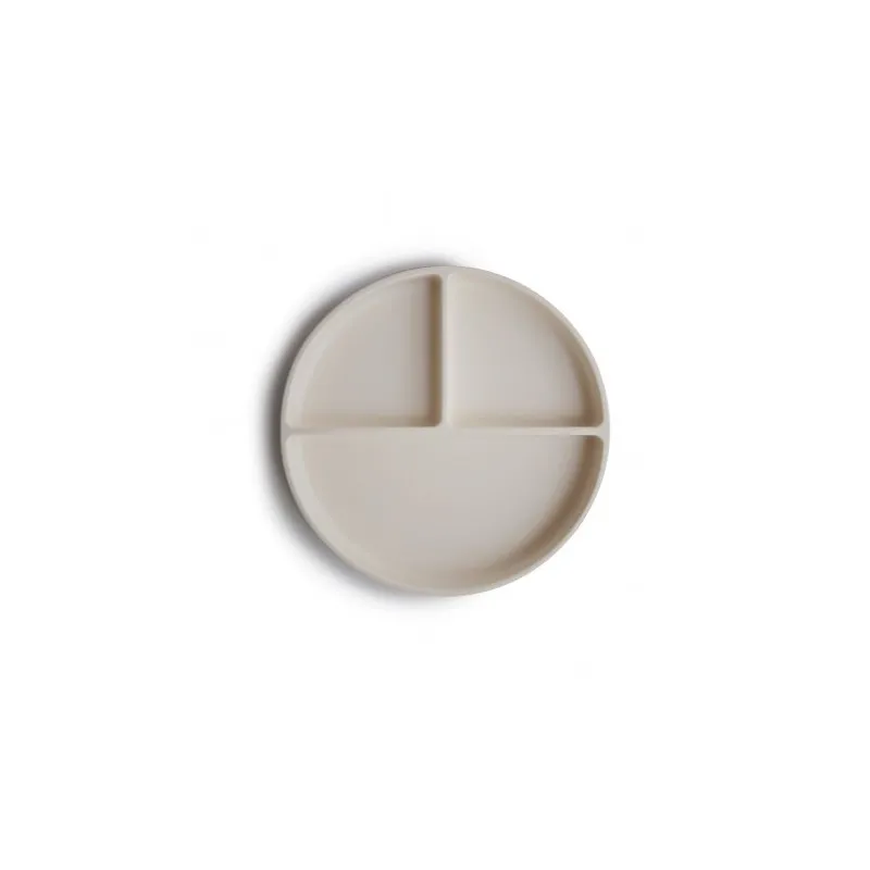 plat en silicone mushie avec ventouse-compartiments ivory