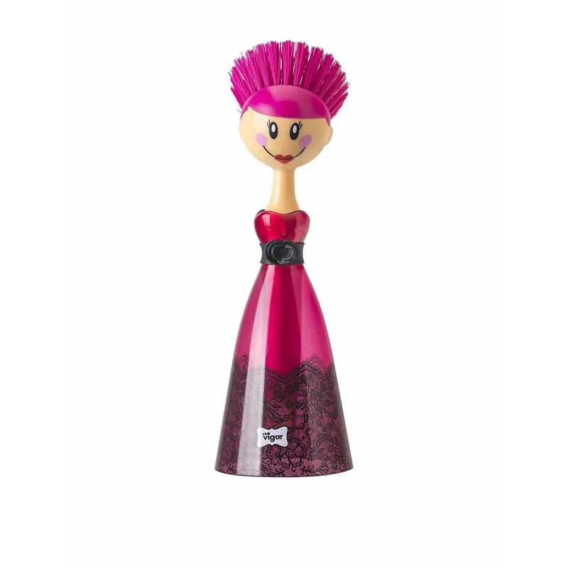 BROSSE VAISSELLE DOLLS TRANSPARENTE ROSE VIGAR 8029