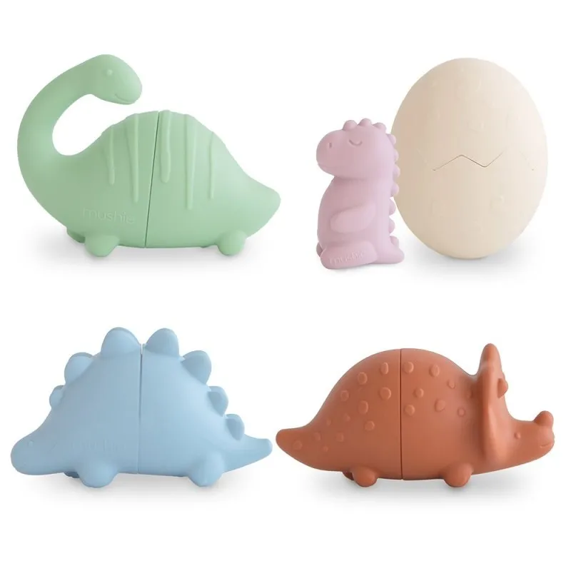 lot 4 jouets de bain multicolores mushie dino