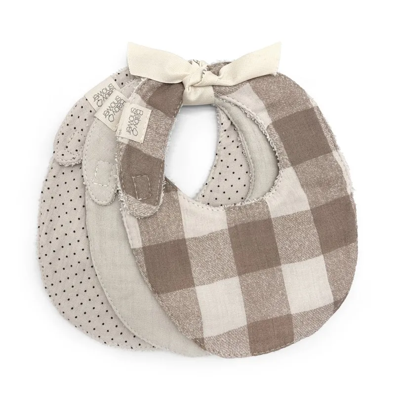 lot 3 bavoirs vichy caramel