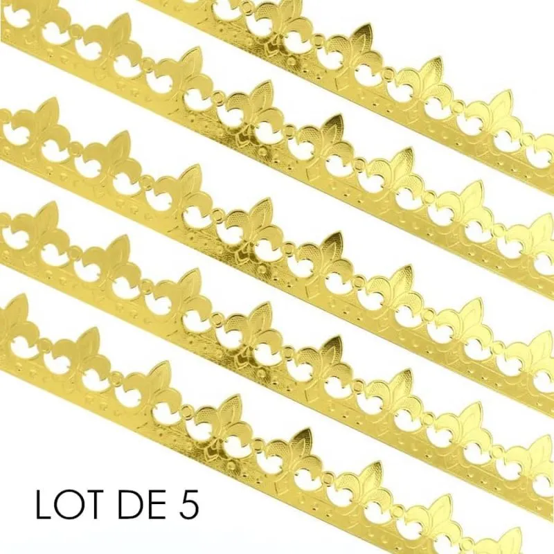 Lot de 5 Couronnes des rois dorées
