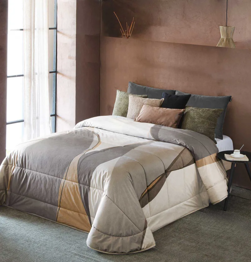 Couvre-lit matelassé et ses housses coussins Alma gris