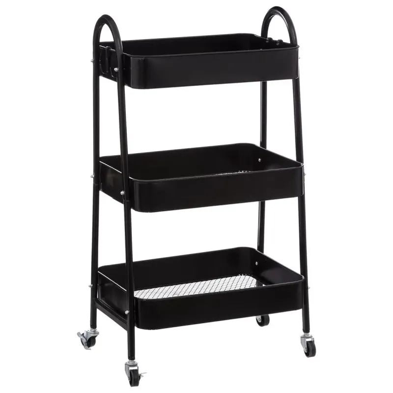 Desserte 3 niveaux à roulettes métal noir 5five