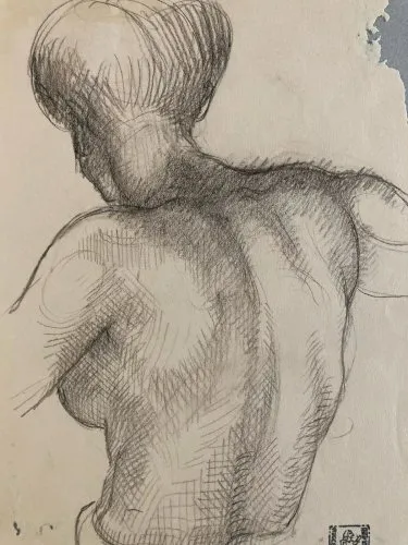 Dessin Georges Deniker Le Plus Jeune Cubiste Français Femme Nu 1942