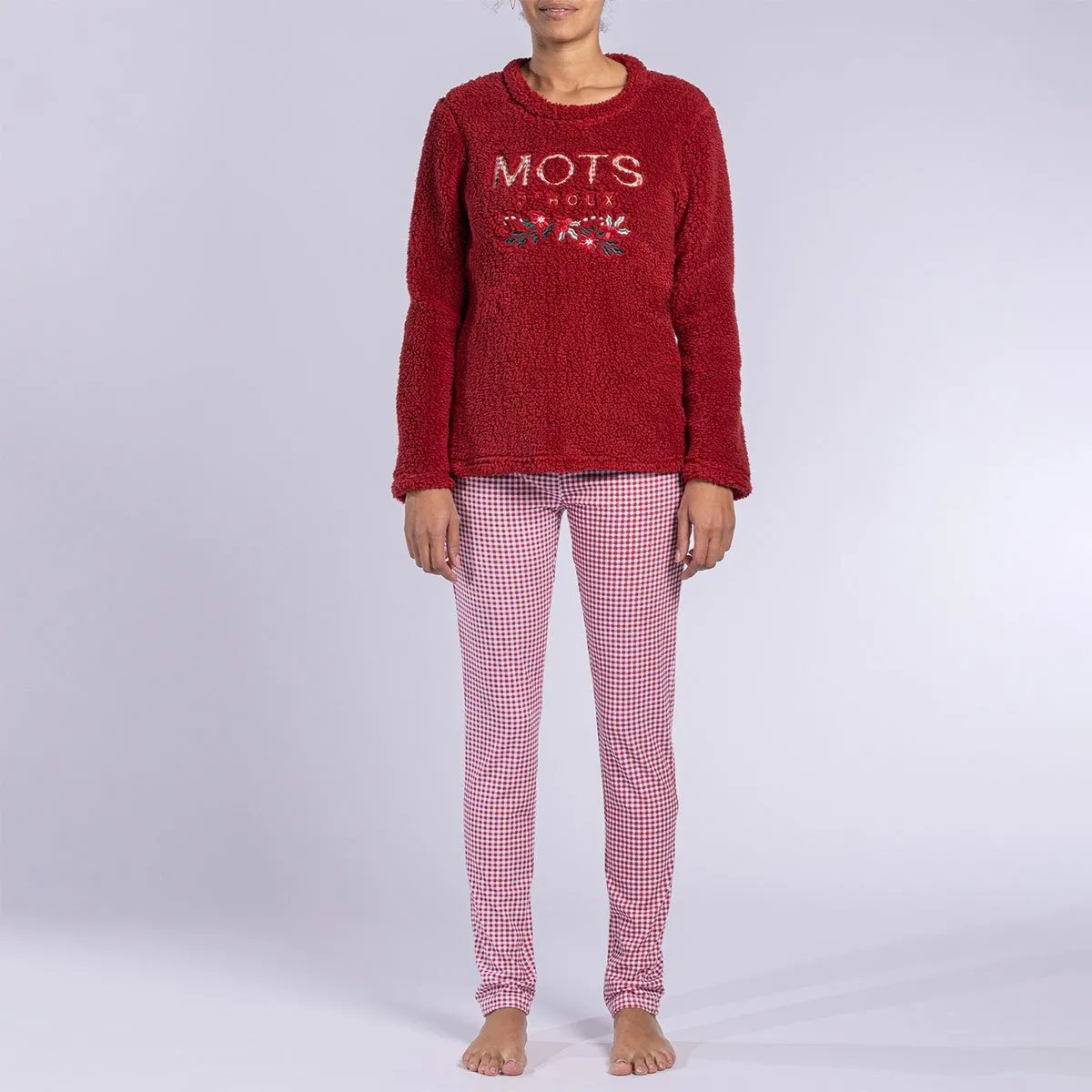 Pyjama femme HOUX rouge/carreaux