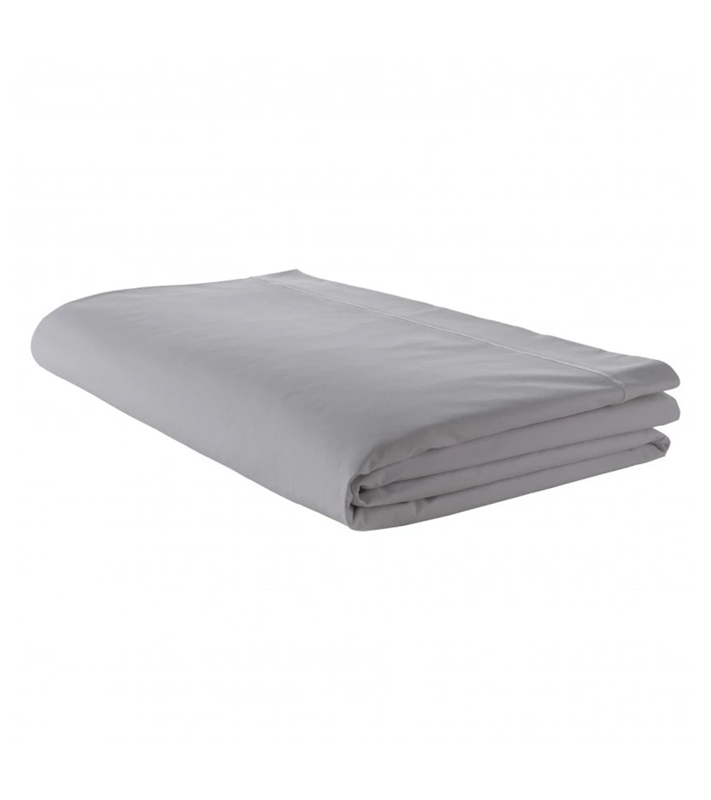 Drap de lit uni satin de coton PERLE