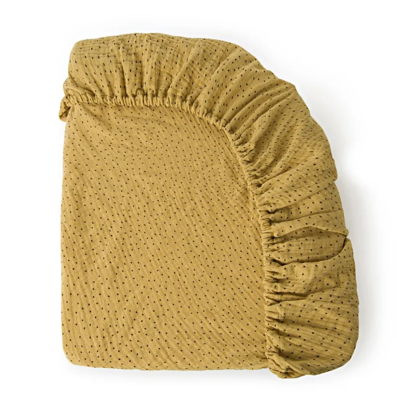 drap housse cocoon pepita curry