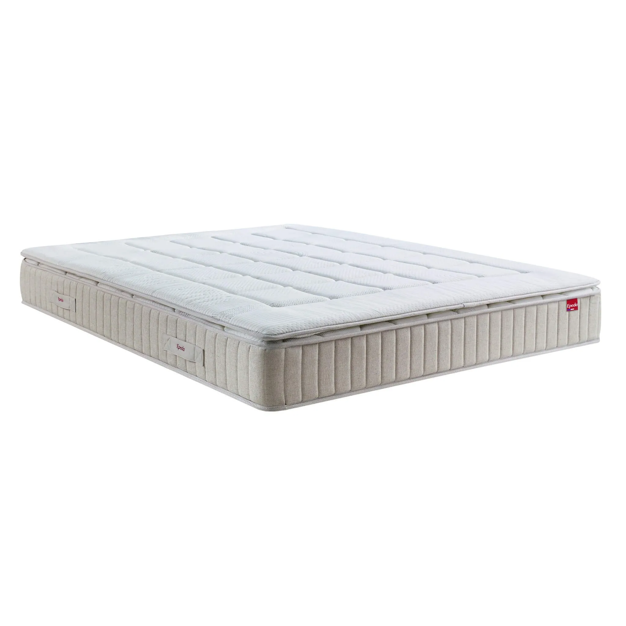 Matelas + surmatelas ressorts ensachés confort ferme chenillé lin Epeda ENCHANTEUR