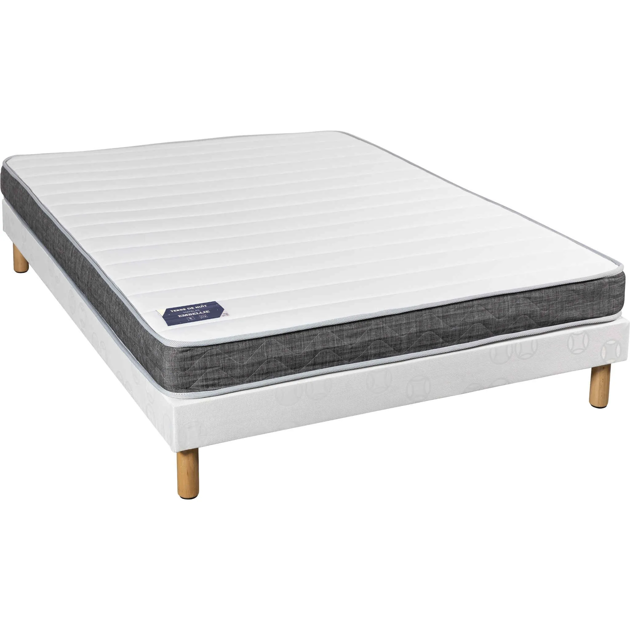 Ensemble matelas à ressorts ensachés Embellie + sommier + pieds