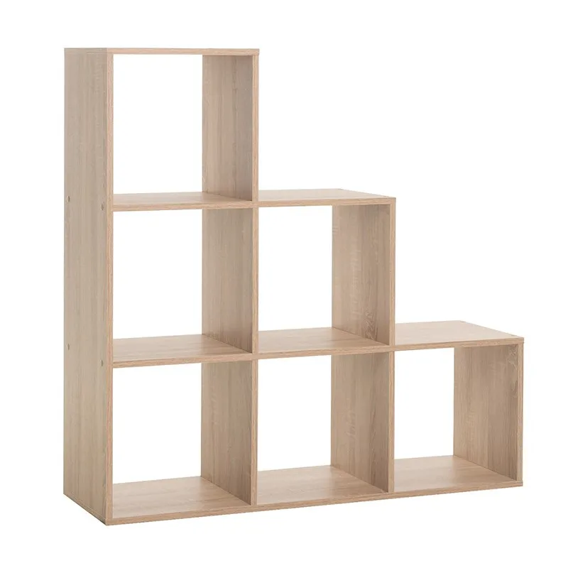 Etagère escaliers 6 cases naturel