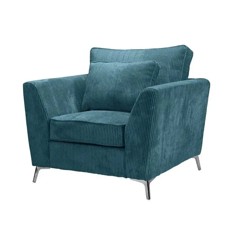 Fauteuil Isla velours côtelé bleu