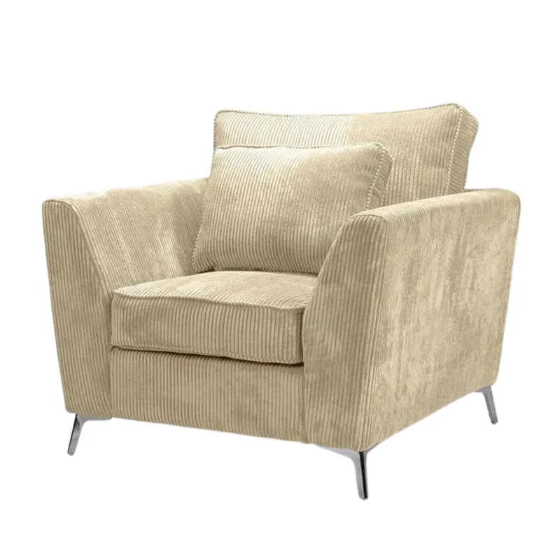 Fauteuil Isla velours côtelé beige