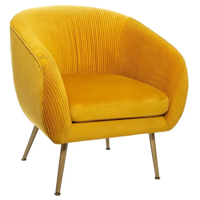 Fauteuil velours jaune Solaro Atmosphera