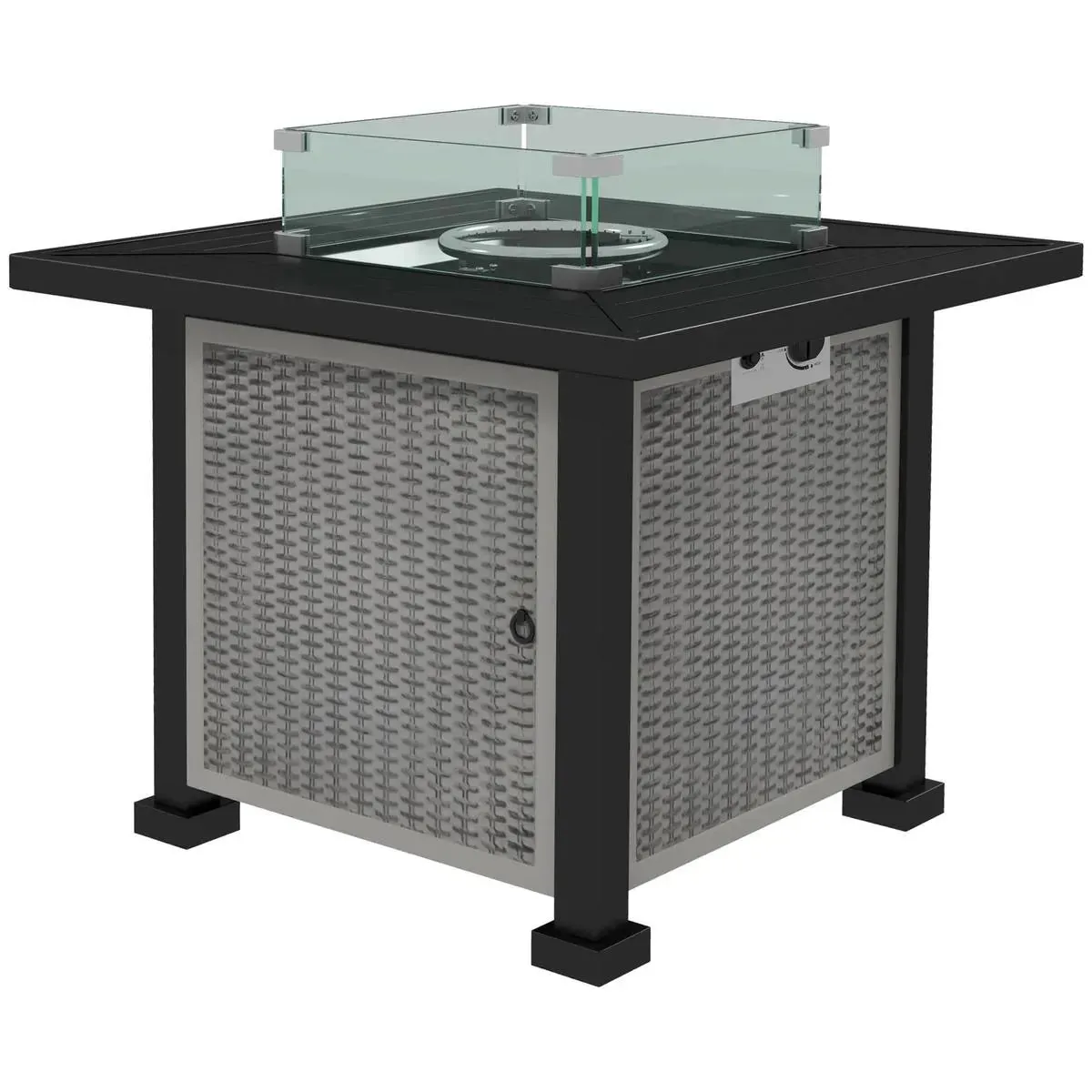 Gas Fire Pit Table, 50,000 BTU, 81×81cm, Grey