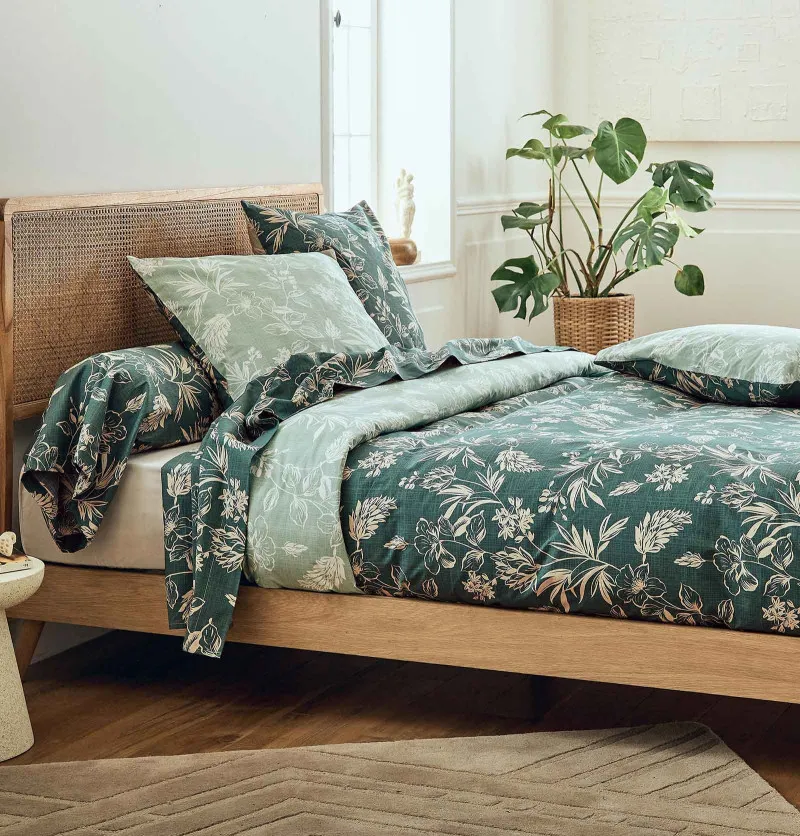 Housse de couette percale Eloïse cyprès