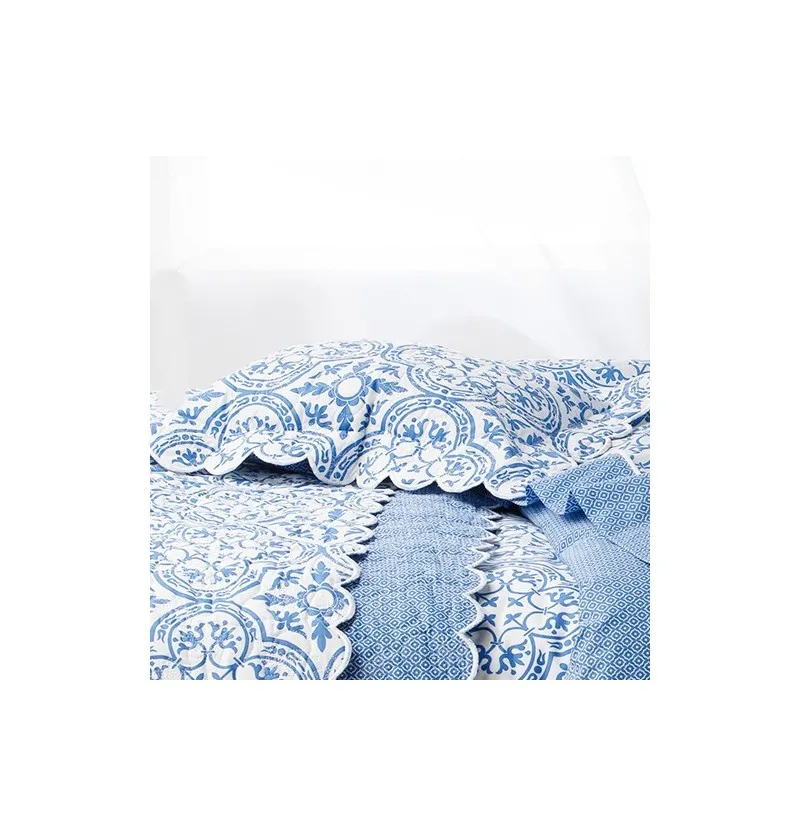 Housse de coussin boutis percale de coton Athéna