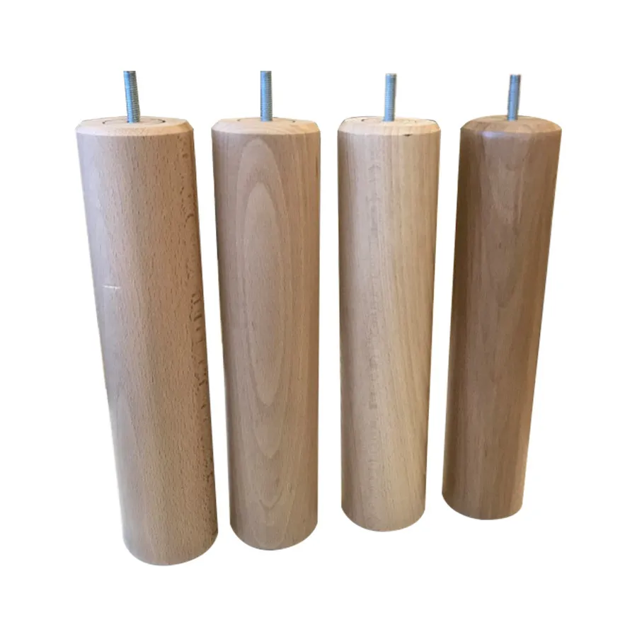 Jeu de 4 pieds bois clair h 30 cm