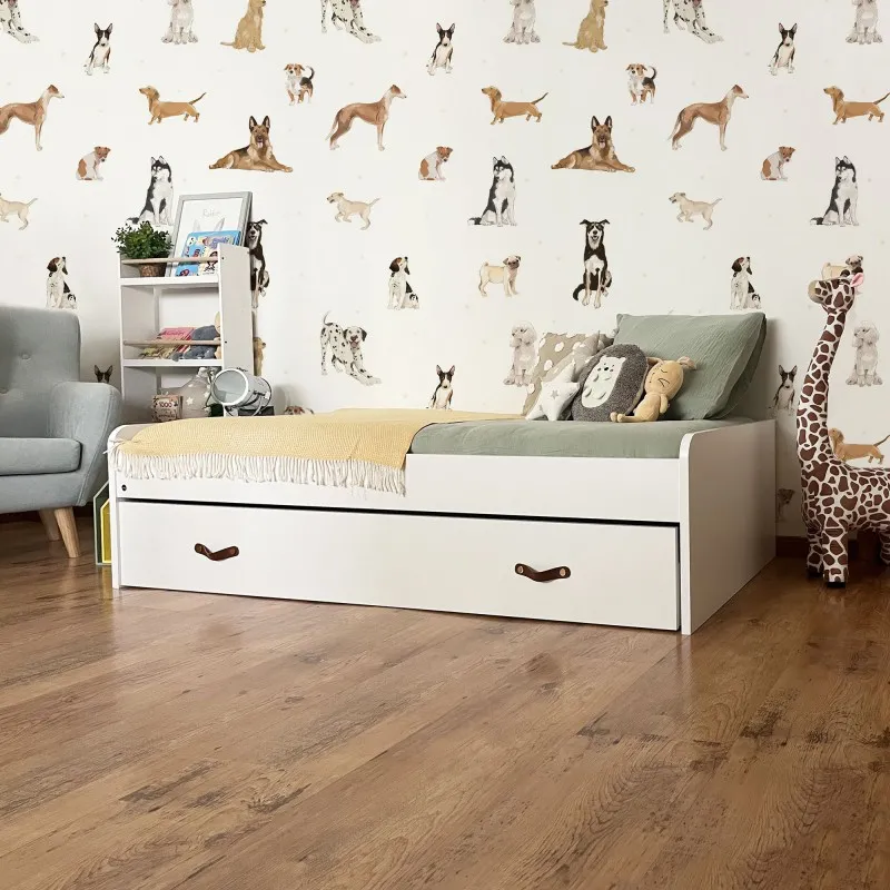 Lit gigogne blanc + 2 tiroirs Ana 90x190cm