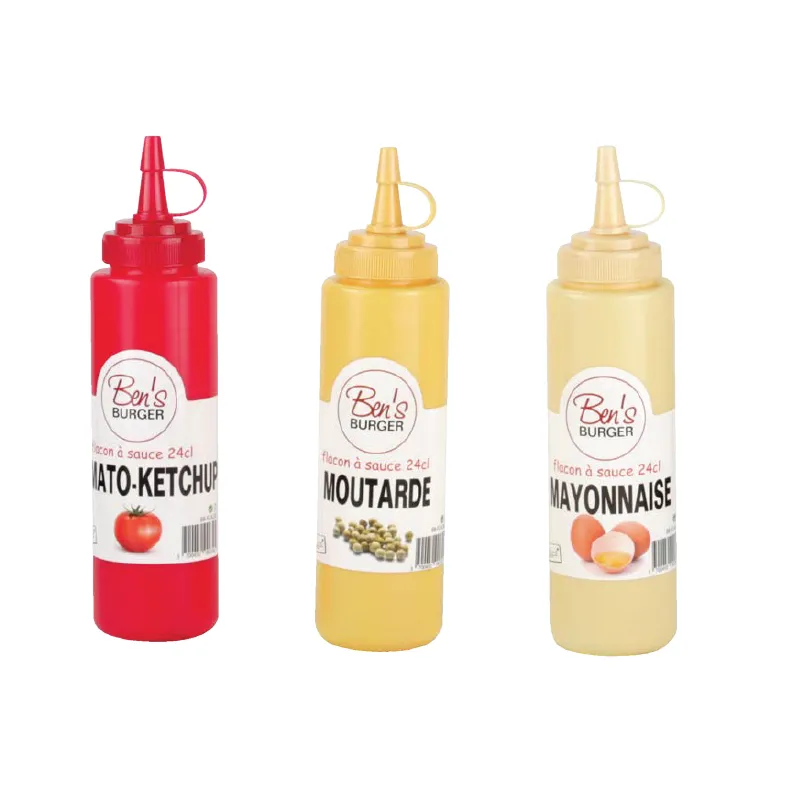 LOT DE 3 FLACONS A SAUCE 24CL "BEN'S BURGER" ARD'TIME BB-FLACKE/MA/MO