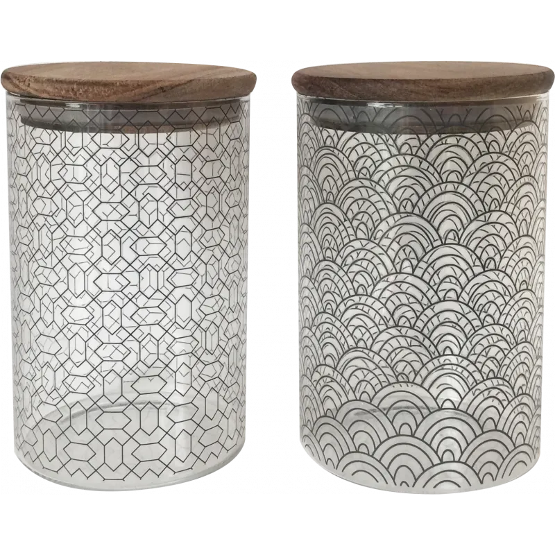 LOT DE 2 POTS EN VERRE 950ML AVEC COUVERCLE EN ACACIA "SLOW" ARD'TIME SLOPOTGM/2