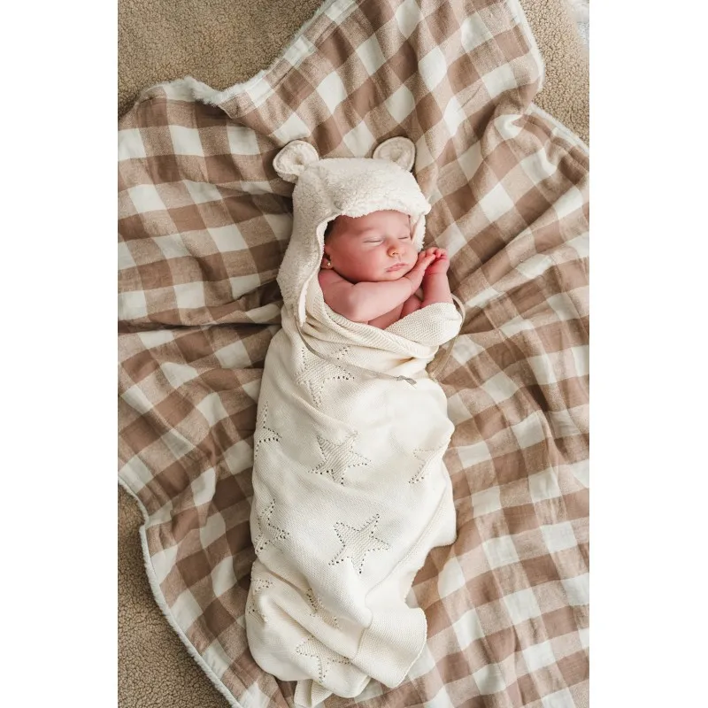 couverture tricot star ivory