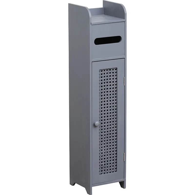 Meuble réserve et dérouleur WC cannage gris