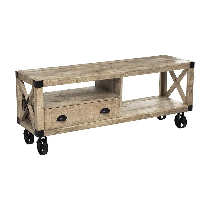 Meuble TV bois et métal 1 tiroir Silas Atmosphera