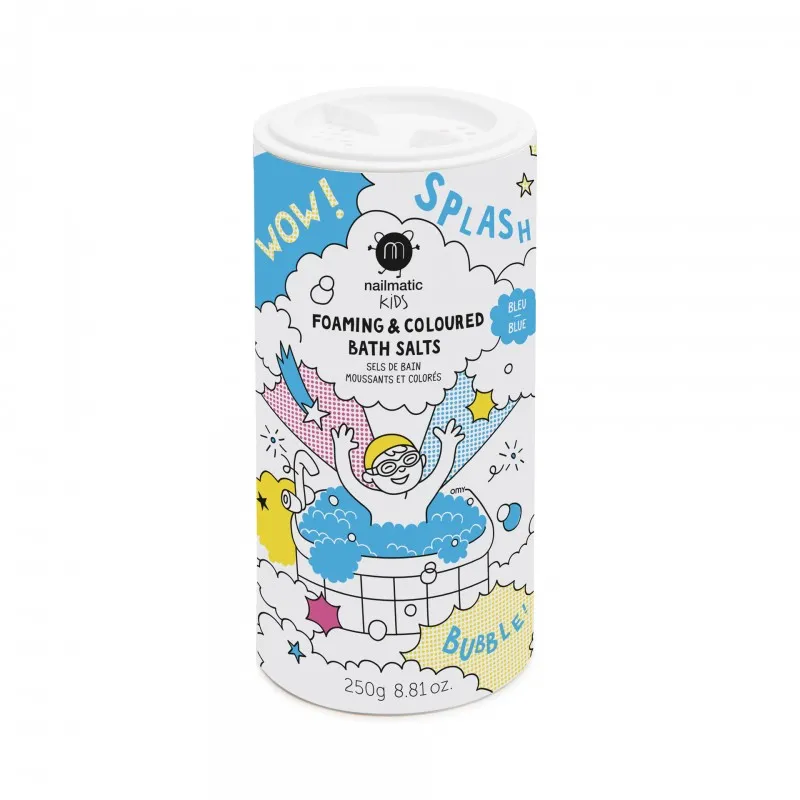 nailmatic kids blue foaming coloured bath salts