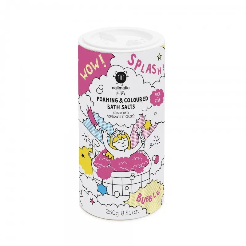 nailmatic kids pink foaming coloured bath salts