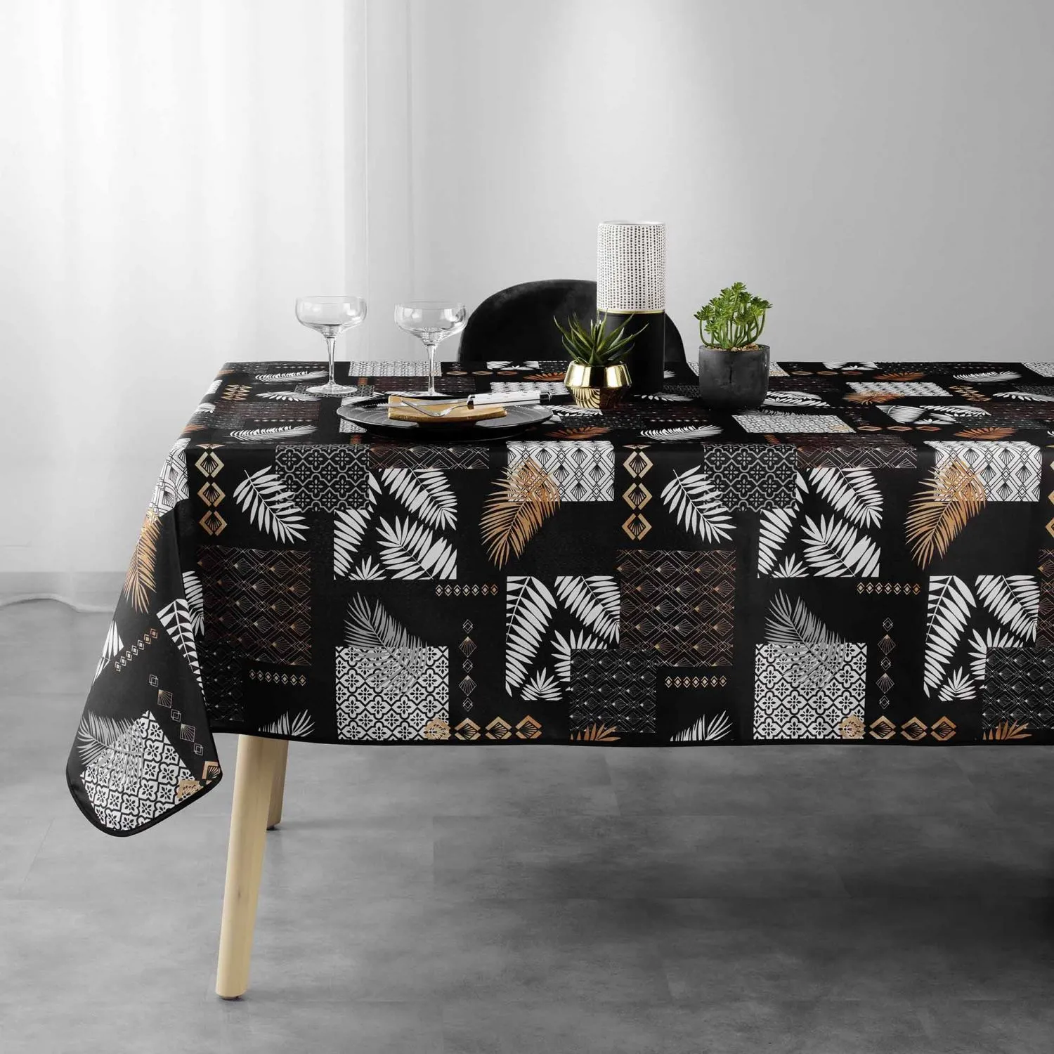Nappe antitache rectangulaire - 150 x 240 cm - Feuillages et Motifs graphiques