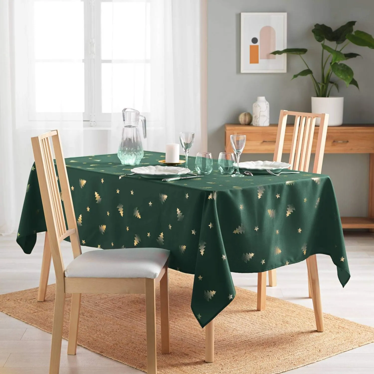 Nappe rectangle - 150 x 300 cm - Sapin vert métallisé
