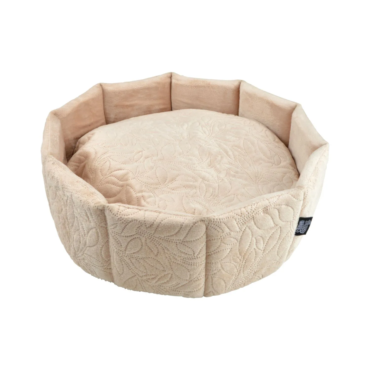 Panier velours pour animaux - Broderie fleurie - Diamètre 48cm