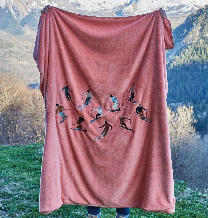 Plaid polaire Après-Ski rose thé