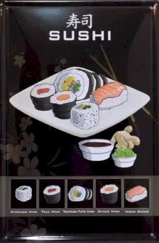 Plaque métal SUSHI - 30 x 20 cm