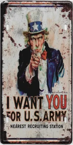 Plaque métal vintage I WANT YOU FOR US ARMY - 30 x 15 cm