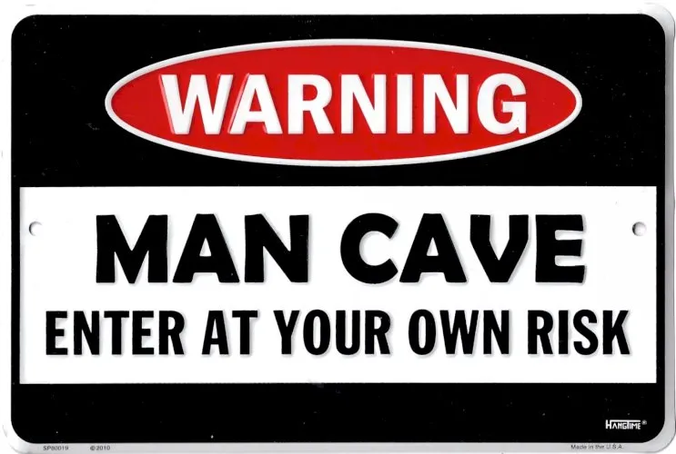 Plaque métal WARNING MAN CAVE - 30 x 20 cm