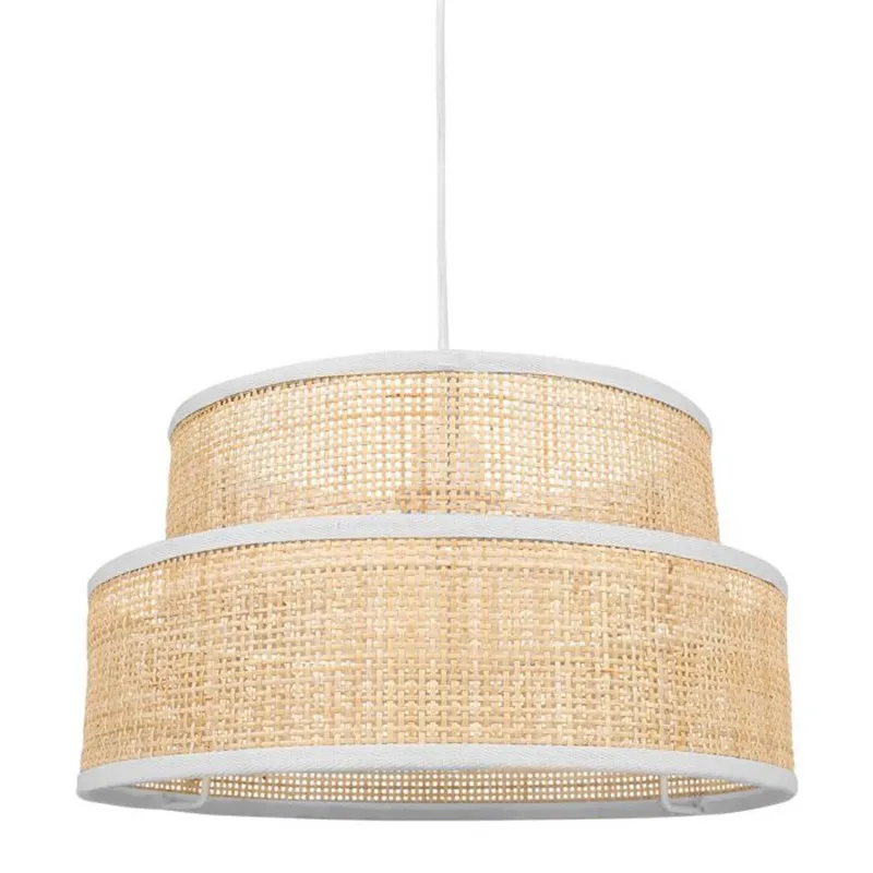 Suspension gigogne ronde cannage Yuka blanche Ostaria