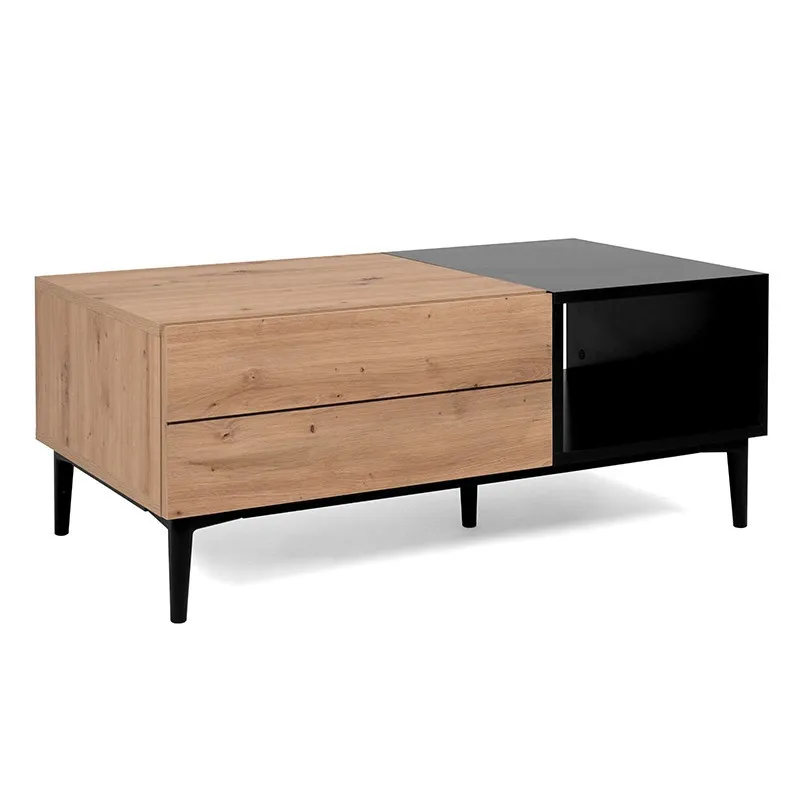 Table basse 1 tiroir 1 niche bicolore Nola