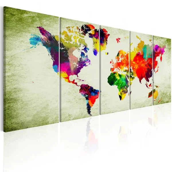 Tableau Cartes du monde Colourful Continents