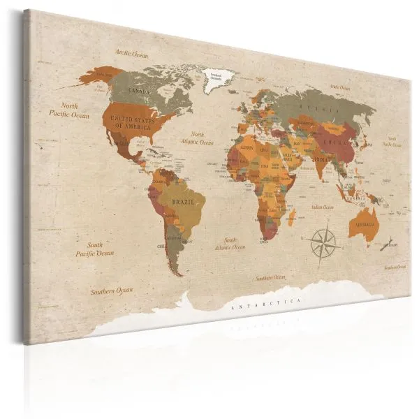 Tableau Cartes du monde World Map: Beige Chic