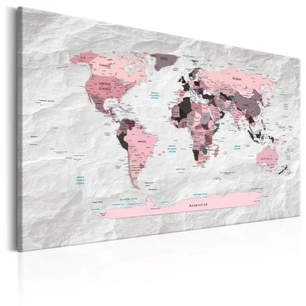 Tableau Cartes du monde World Map: Pink Continents
