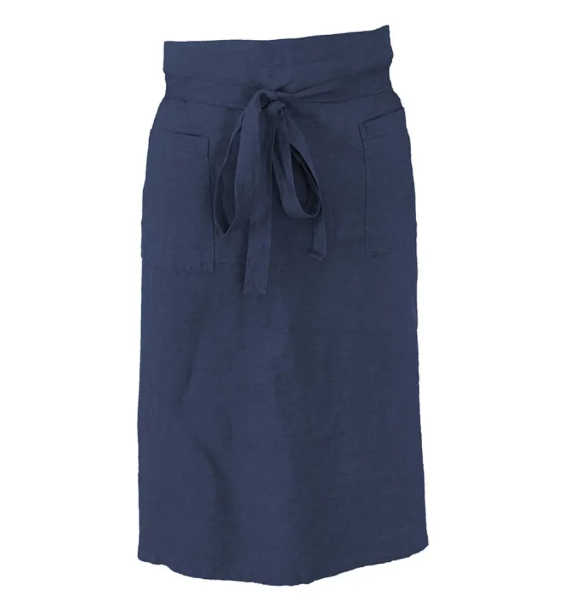 Tablier de bar en lin Mélodie indigo