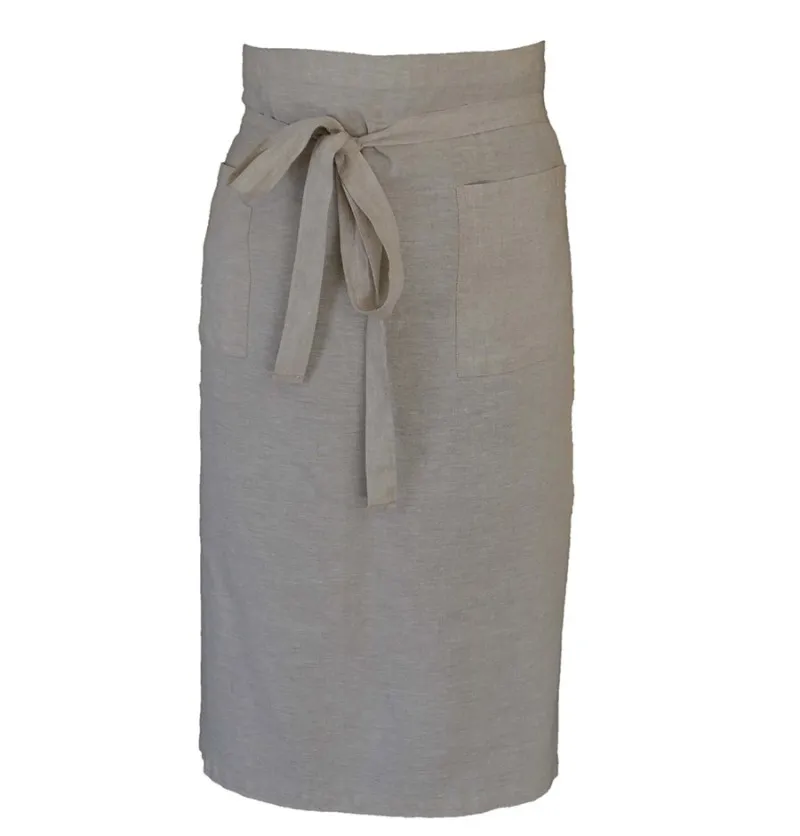 Tablier de bar en lin Mélodie naturel